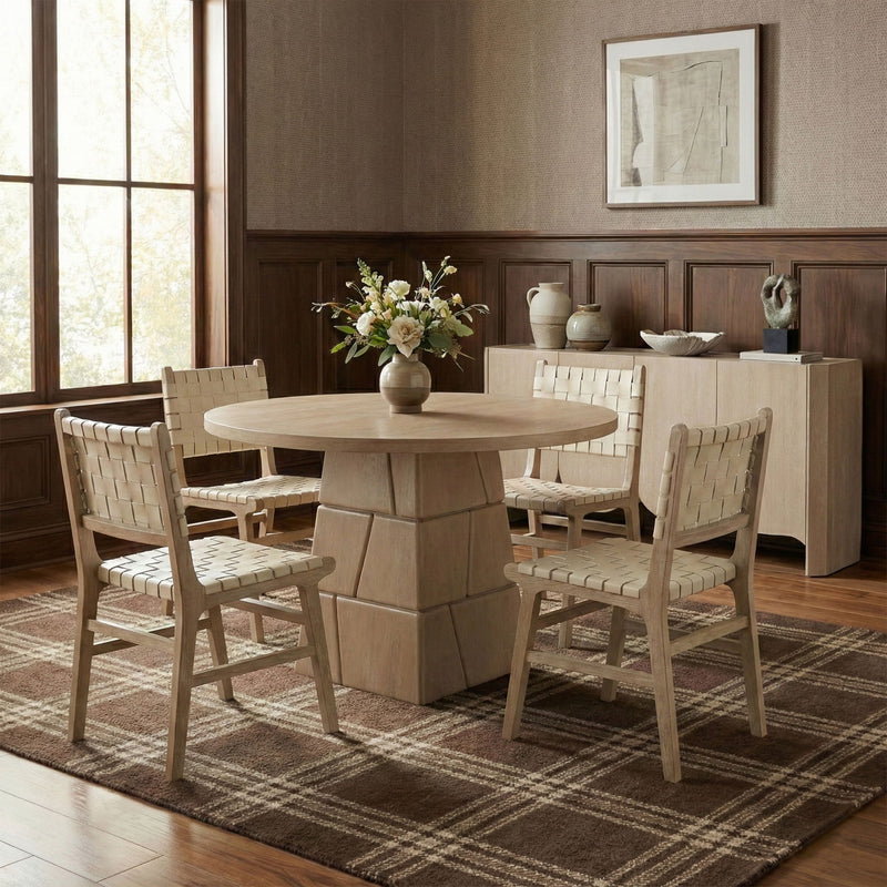 Entwine - Vegan Leather Upholstered Dining Chair - Painted Natural