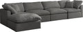 Plush - Velvet Standart Comfort Modular Sectional 4 Piece - Grey - Fabric