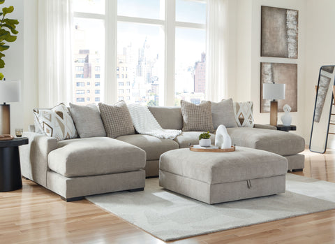 Gray / 5 Pc. - 4-Piece Sofa Pit Sectional, Ottoman