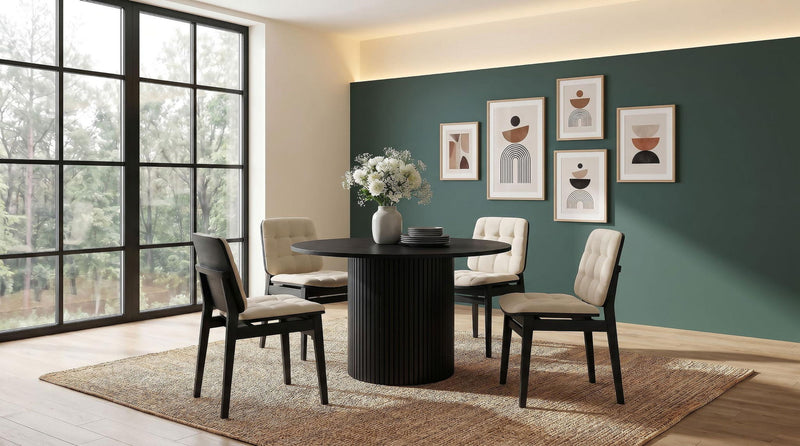 Hamlyn 5-piece Round Wood Dining Set Cream and Black