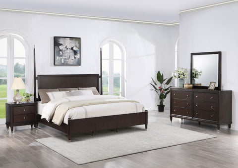 Dark Brown / 4 Pc. Bed, Nightstand, Dresser, Mirror / King