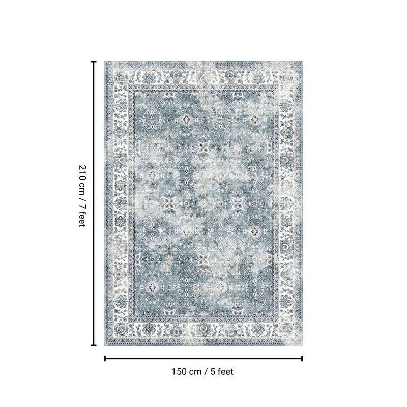 Toucan - 5' X 7' Washable Non - Slip Area Rug, Elegant Design - Silver