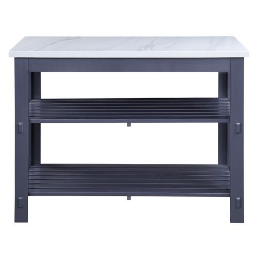 Enapay - Kitchen Island - Marble Top Top & Gray