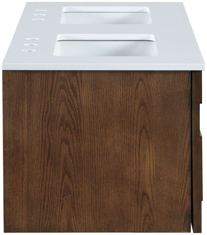Leonardo - Engineered Stone And Solid Wood 24" Wall Mounted Bathroom Vanity