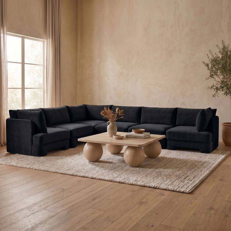 Hammond - Velvet Performance Fabric Upholstered 7 Piece U-Shaped Armless Sectional