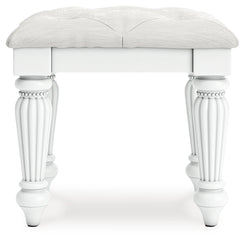 Kozlani - Vanity Upholstered Stool - White