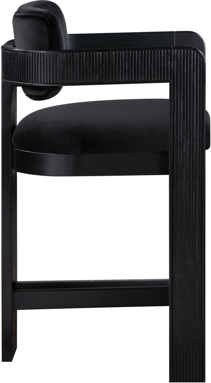 Sacha - Velvet Stool With Black Base