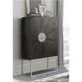 Andra - Bar Cabinet - Hand Brushed Gray Oak & Chrome