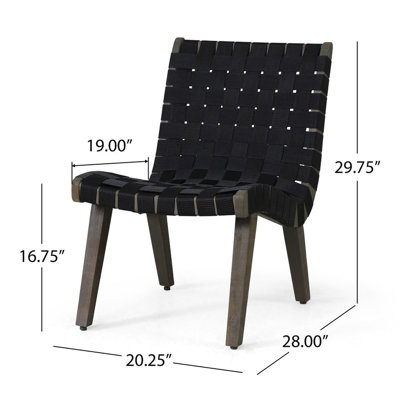 Lounge Chair With Stunning Rope Weave Design, (Set of 2) - Black