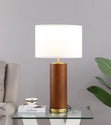 Aziel - Drum Shade Wood Frame Table Lamp - Cappuccino