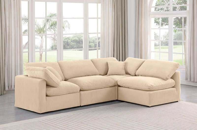 Indulge - Velvet 4 Piece Modular Sectional