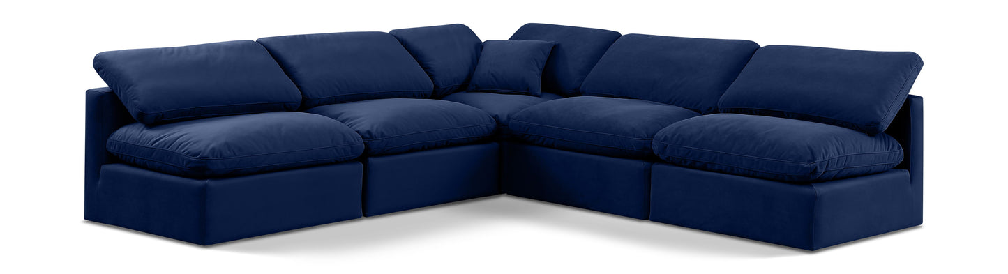 Indulge - Velvet 5 Piece Modular Corner Armless Sectional
