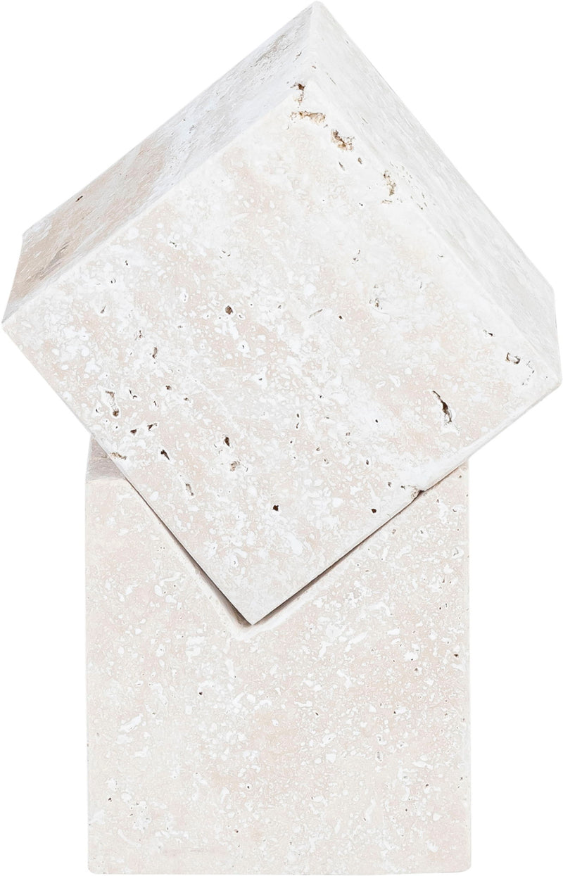 Quad - Travertine Decorative Cube - Natural