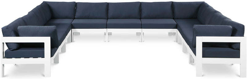 Nizuc - Outdoor Patio 11 Piece Modular Sectional With White Frame