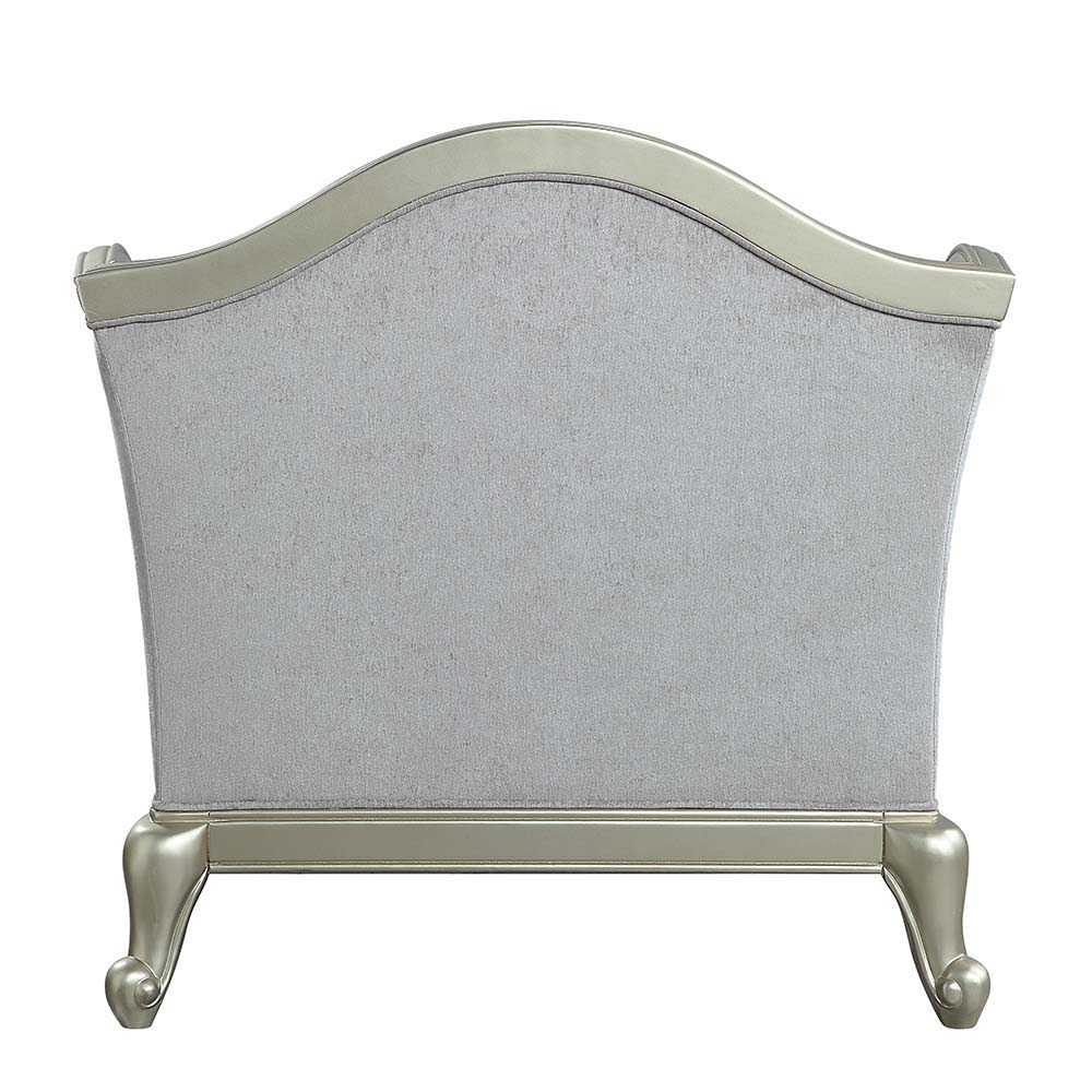 Qunsia - Chair - Light Gray Linen & Champagne Finish