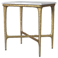 Baldwin - Rectangular Marble Top Side Table - White And Gold