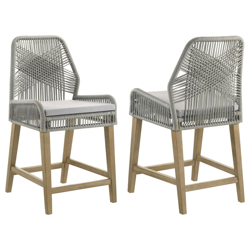 Nakia Woven Rope Counter Chair with Cushion Grey (Set of 2)