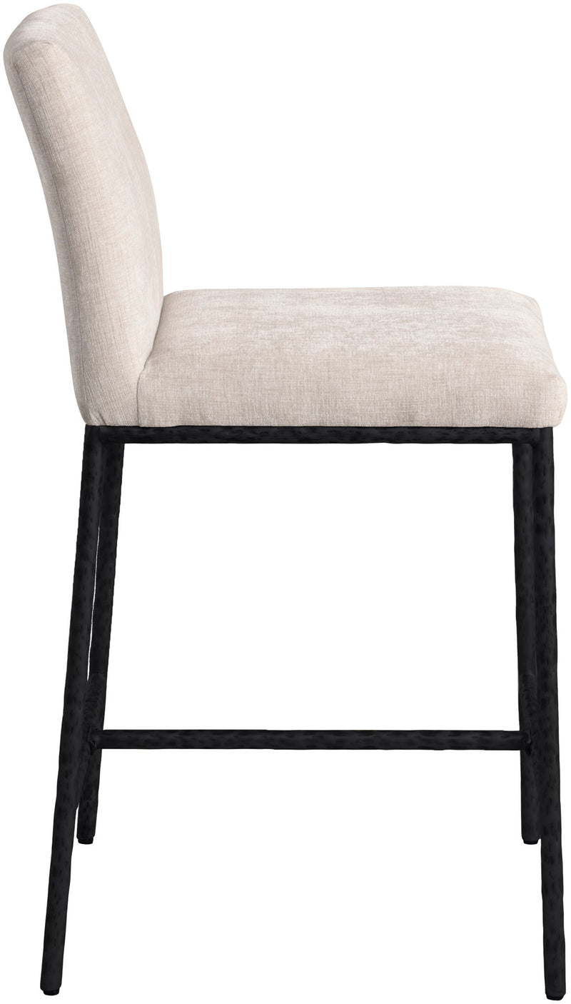 Reeves - Chenille Fabric Upholstered Counter Stool (Set of 2) - Black Base