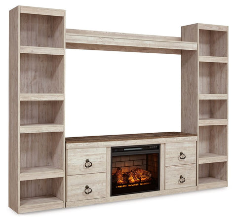 Light Brown / 5 Pc. Entertainment Center With Electric Fireplace