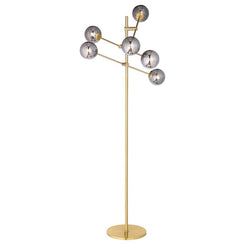 Exline - Molecular Smoked Orb Metal Floor Lamp - Gold