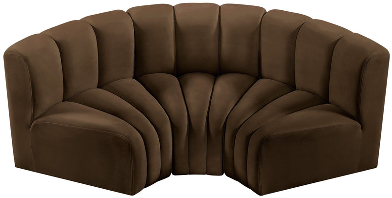 Arc - Velvet 3 Piece Modular U-Shaped Sofa