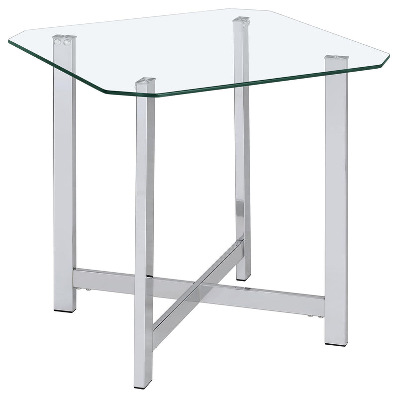 Cronin Square Tempered Glass Top Side End Table Chrome