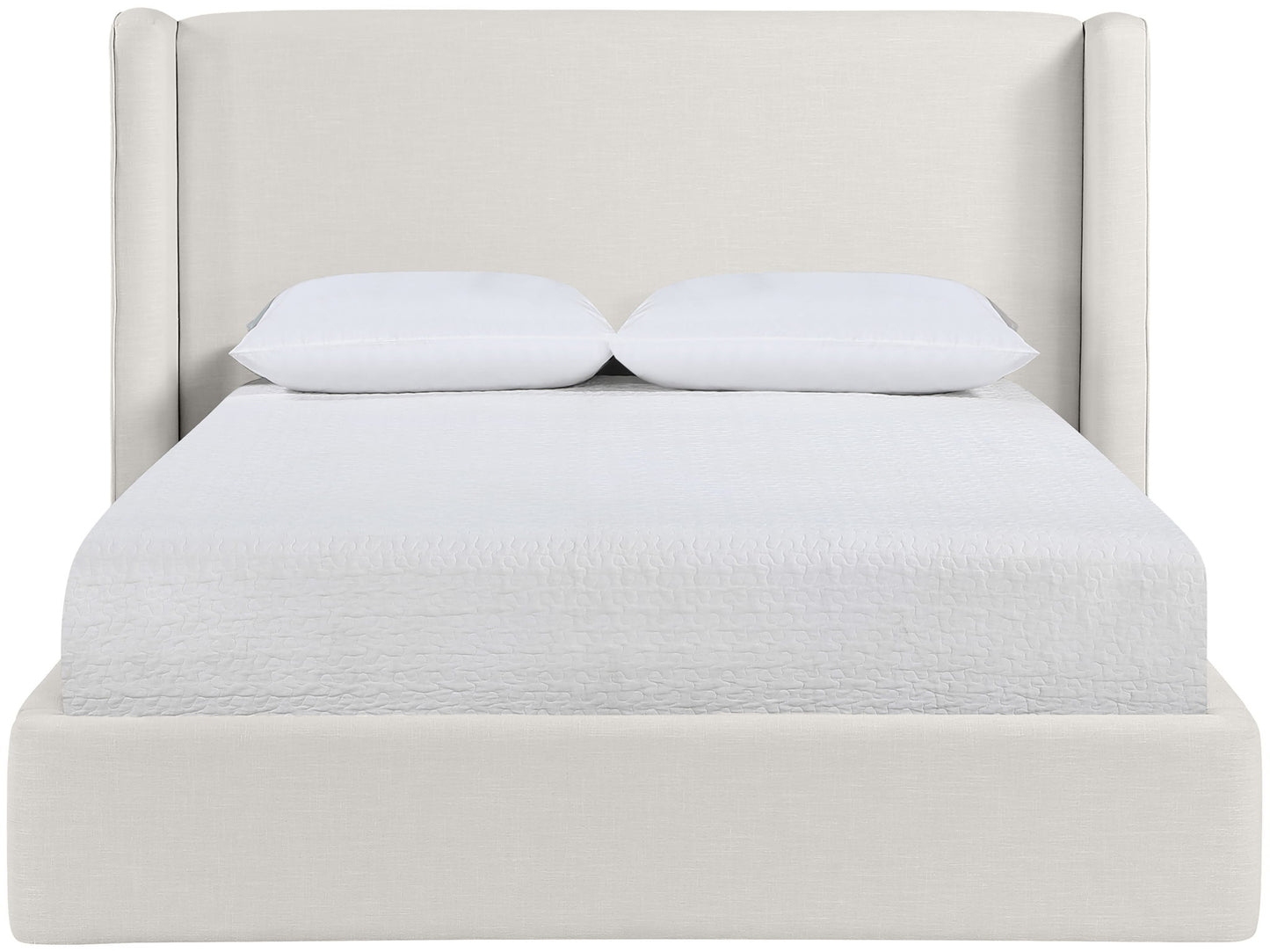 Kendall - Linen Textured Fabric Upholstered Bed - Cream