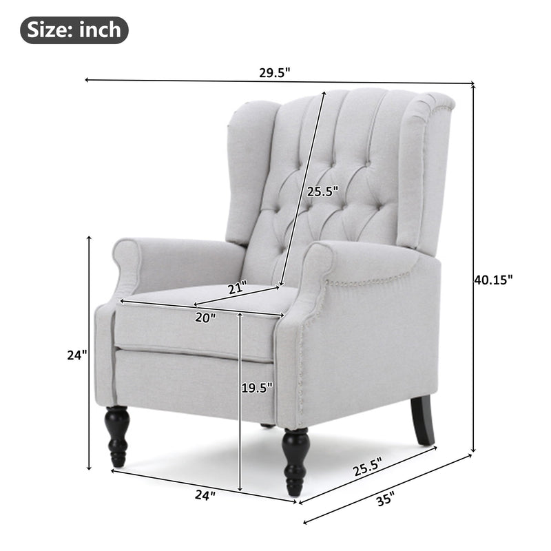 Armchair Recliner With Pushback Mechanism And Wingback Design