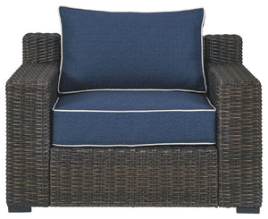 Grasson - Brown / Blue - Lounge Chair W/Cushion