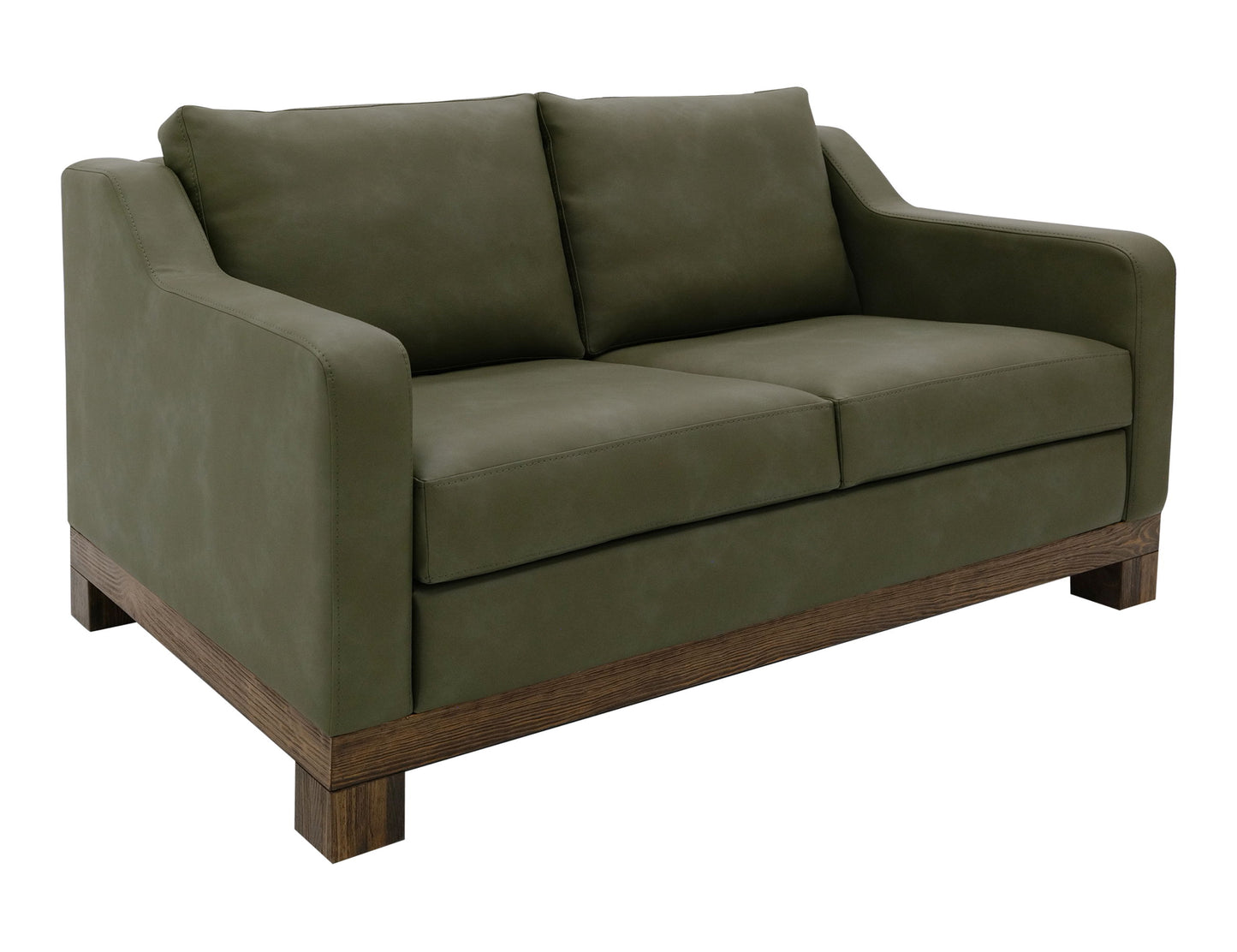 Natural Teca - Loveseat - Olive Green