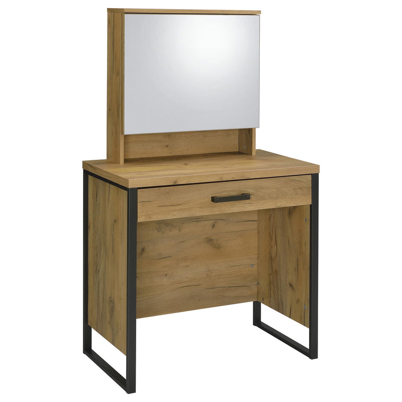 Bettin Vanity Set with Sliding Mirror and Stool Golden Oak