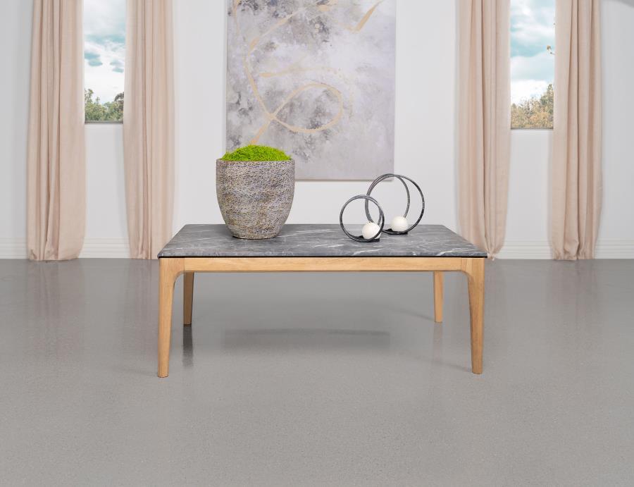 Polaris - Rectangular Smart Top Coffee Table - Gray And Light Oak