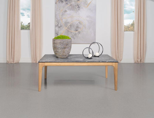 Polaris - Rectangular Smart Top Coffee Table - Gray And Light Oak
