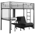 Jenner - Metal Twin Futon Workstation Loft Bed - Black