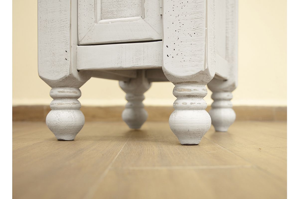 Stone - Chairside Table With 1 Door - Antiqued Ivory / Weathered Gray