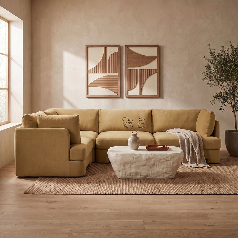 Hammond - Velvet Performance Fabric Upholstered 4 Piece Sectional