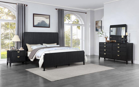 Black / 5 Pc. Bed, Dresser, Mirror, Chest, Nightstand / Queen