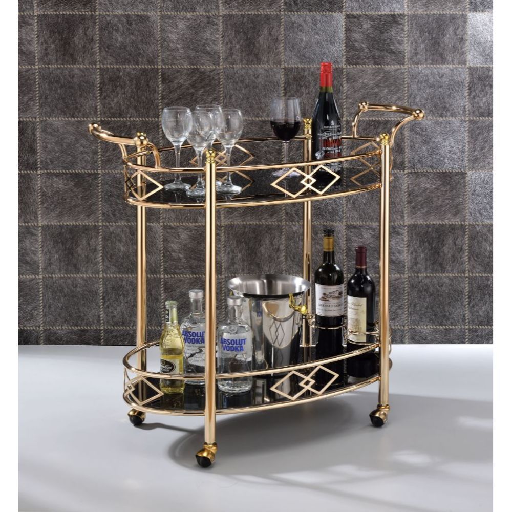 Ottesen - Serving Cart - Black Glass & Gold