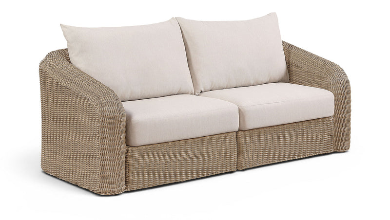Seacrest - Olefin Water Resistant Fabric And Wicker 2 Piece Outdoor Patio Modular Loveseat