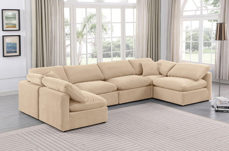 Indulge - Velvet 6 Piece Modular U-Shaped Sectional
