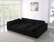 Serene - Linen Textured Fabric Deluxe Comfort Modular Sectional 6 Piece - Black