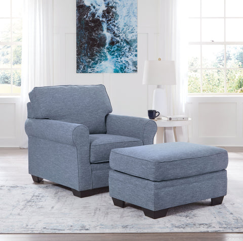 Light Blue / 2 Pc. Chair, Ottoman