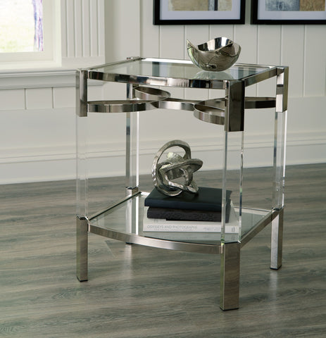 Chaseton - Clear / Silver Finish - Accent Table