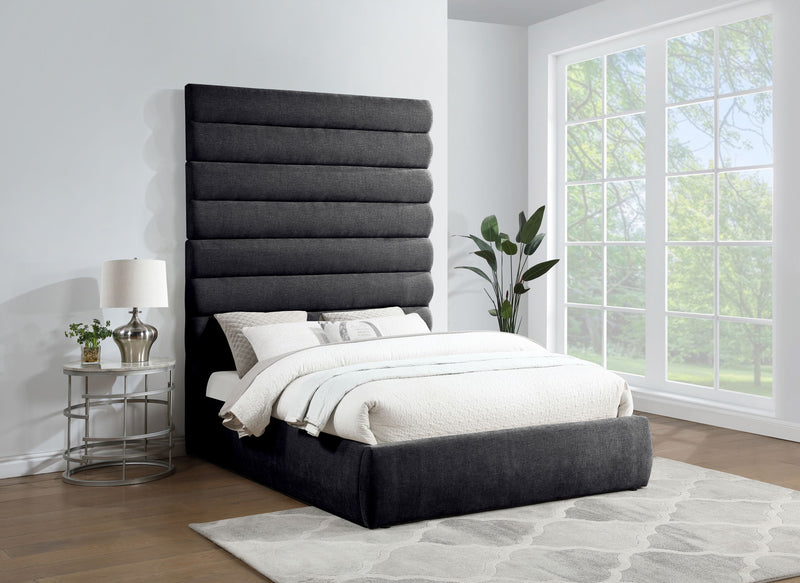 Adam - Chenille Fabric Bed With 89" Headboard