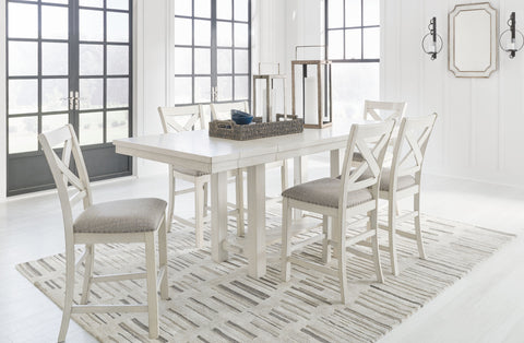 White / 7 Pc. Table, 6 Stools