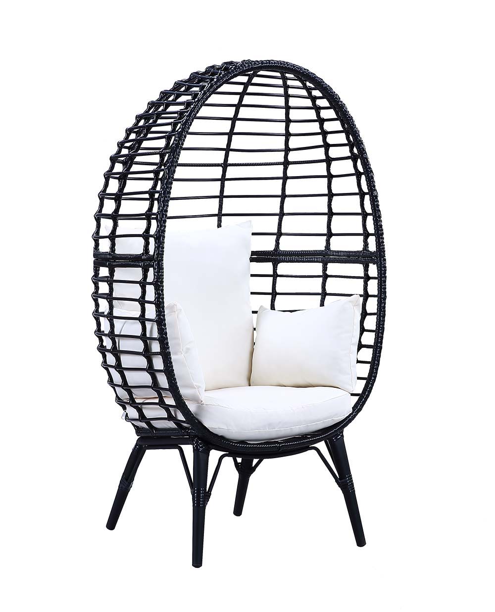 Penelope - Patio Lounge Chair - Light Gray Fabric & Black
