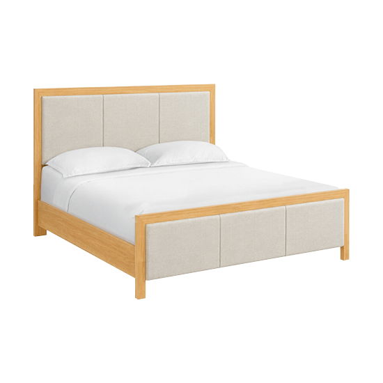 Bailey - King Upholstered Panel Bed - Natural / Taupe