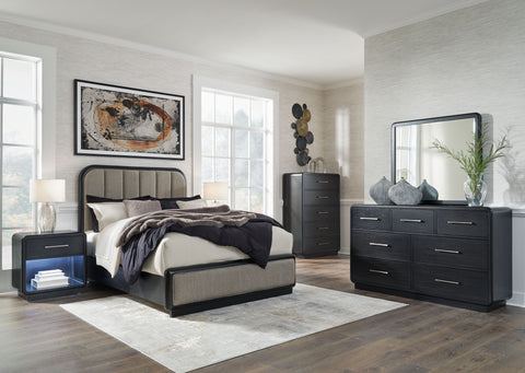 Black / 5 Pc. Bed, Dresser, Mirror, Chest / King