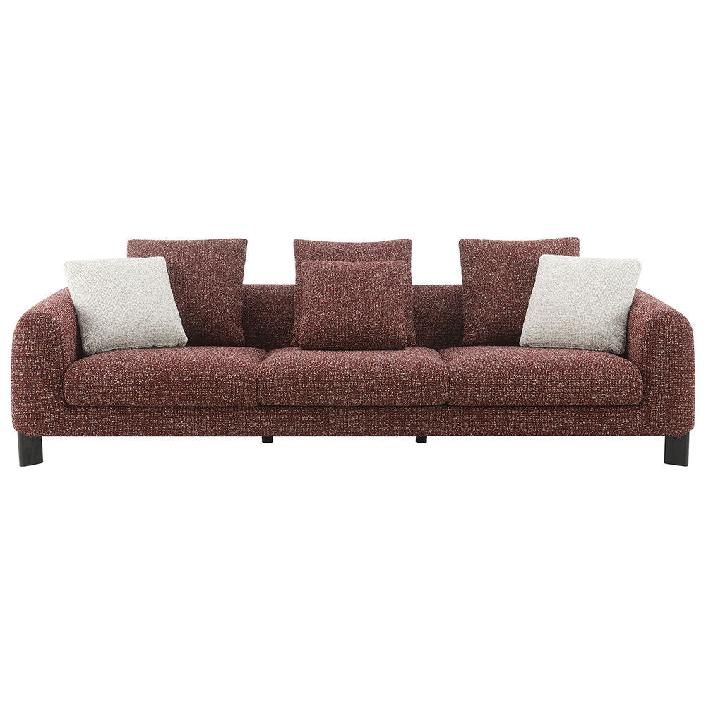 Mardi - Sofa With 6 Pillows - Maroon Tweed