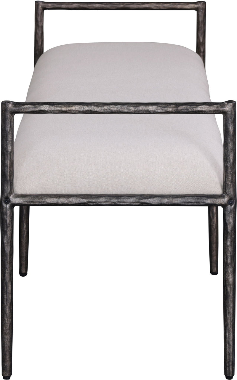 Axis - Linen Textured  Beige Fabric Upholstered Bench
